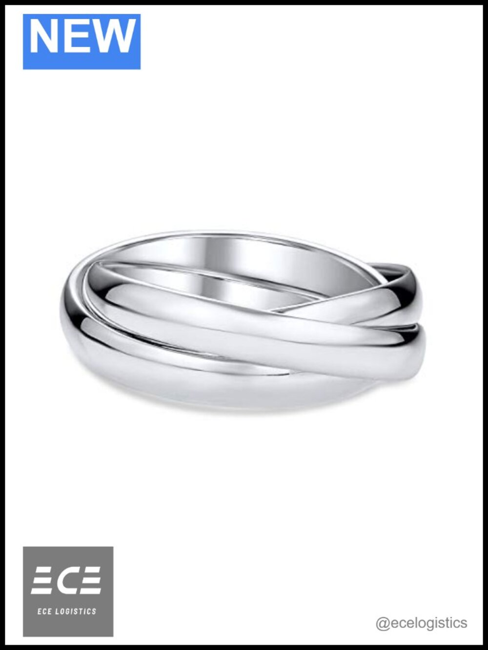 Simple Dome Russian Triple Rolling Wedding Band .925 Sterling Silver